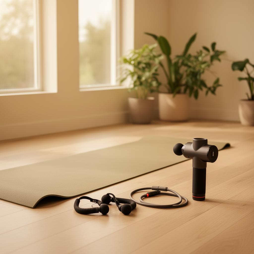 Setup de home gym con equipo de fitness y wellness
